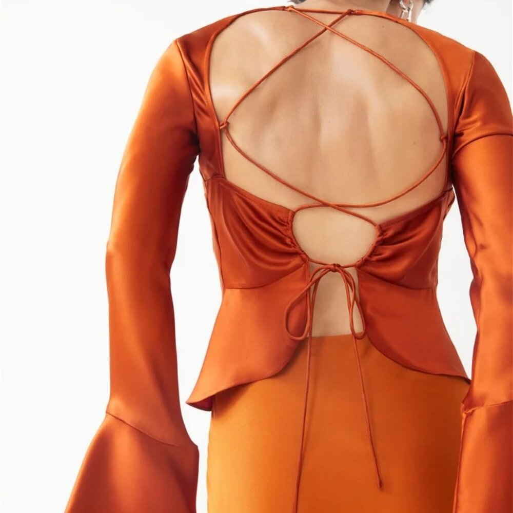 & Other Stories Open Back Lace Up Top